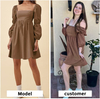 Vestido de cuello cuadrado para mujer, manga larga abullonada, línea A, casual, mini vestido corto